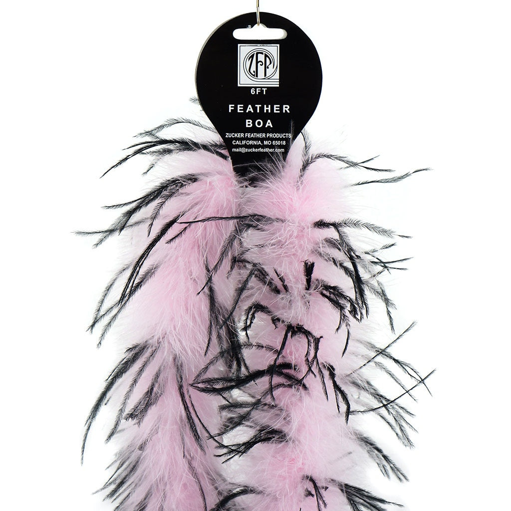 Marabou and Ostrich Feather Boa - Candy Pink/Black - Marabou Boa