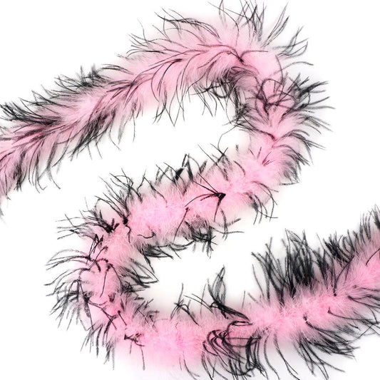 Marabou and Ostrich Feather Boa - Candy Pink/Black - Marabou Boa