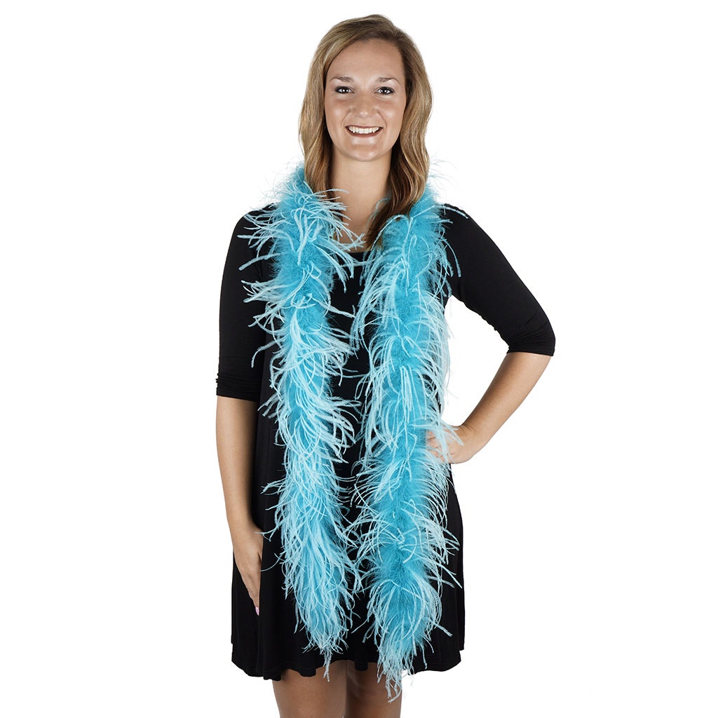 Marabou and Ostrich Feather Boa - Dark Aqua / Light Turquoise - Marabou Boa