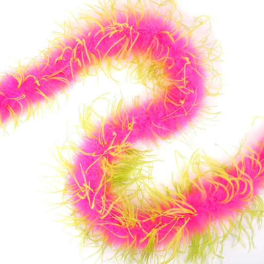 Marabou and Ostrich Feather Boa - Pink Orient/Lime - Marabou Boa