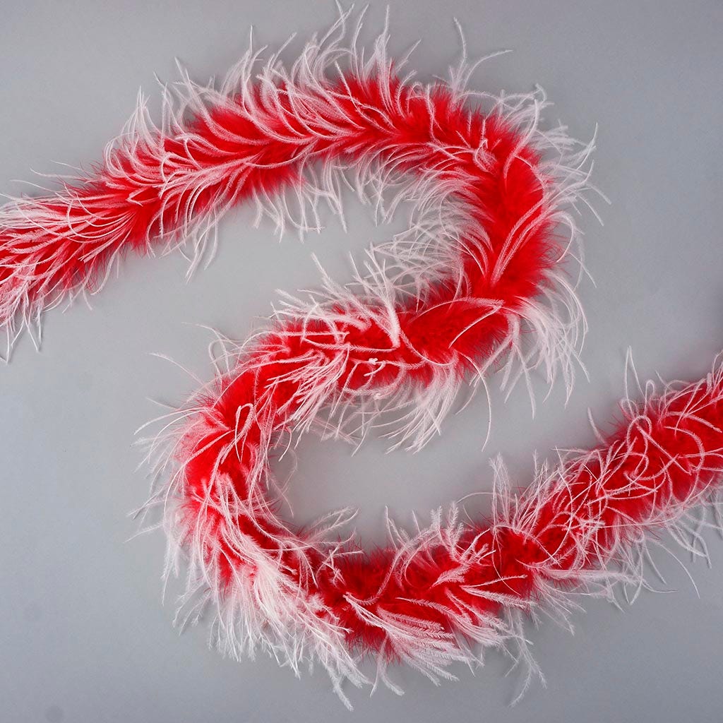 Marabou and Ostrich Feather Boa - Red/White - Marabou Boa