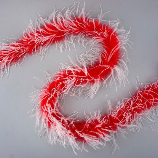 Marabou and Ostrich Feather Boa - Red/White - Marabou Boa