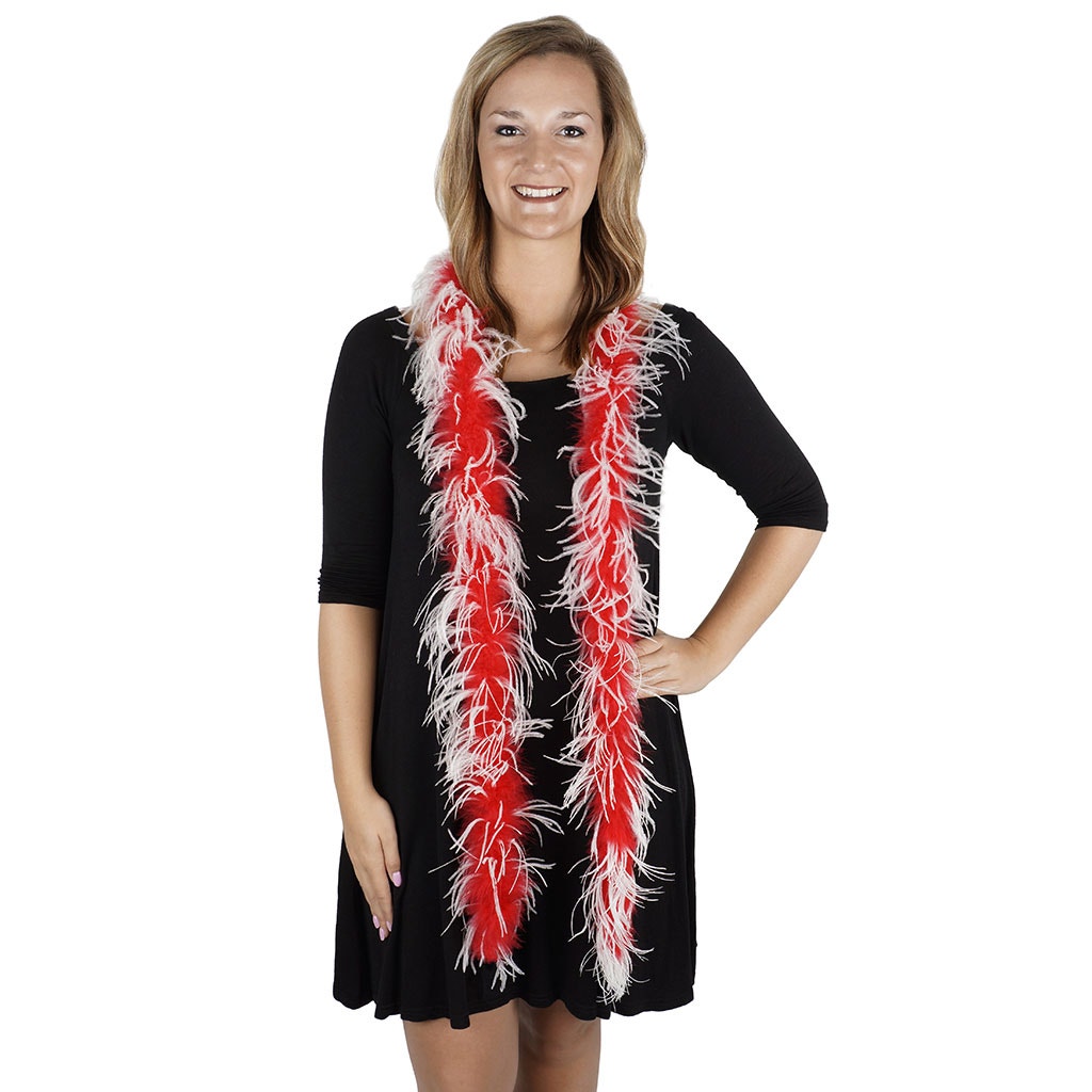 Marabou and Ostrich Feather Boa - Red/White - Marabou Boa