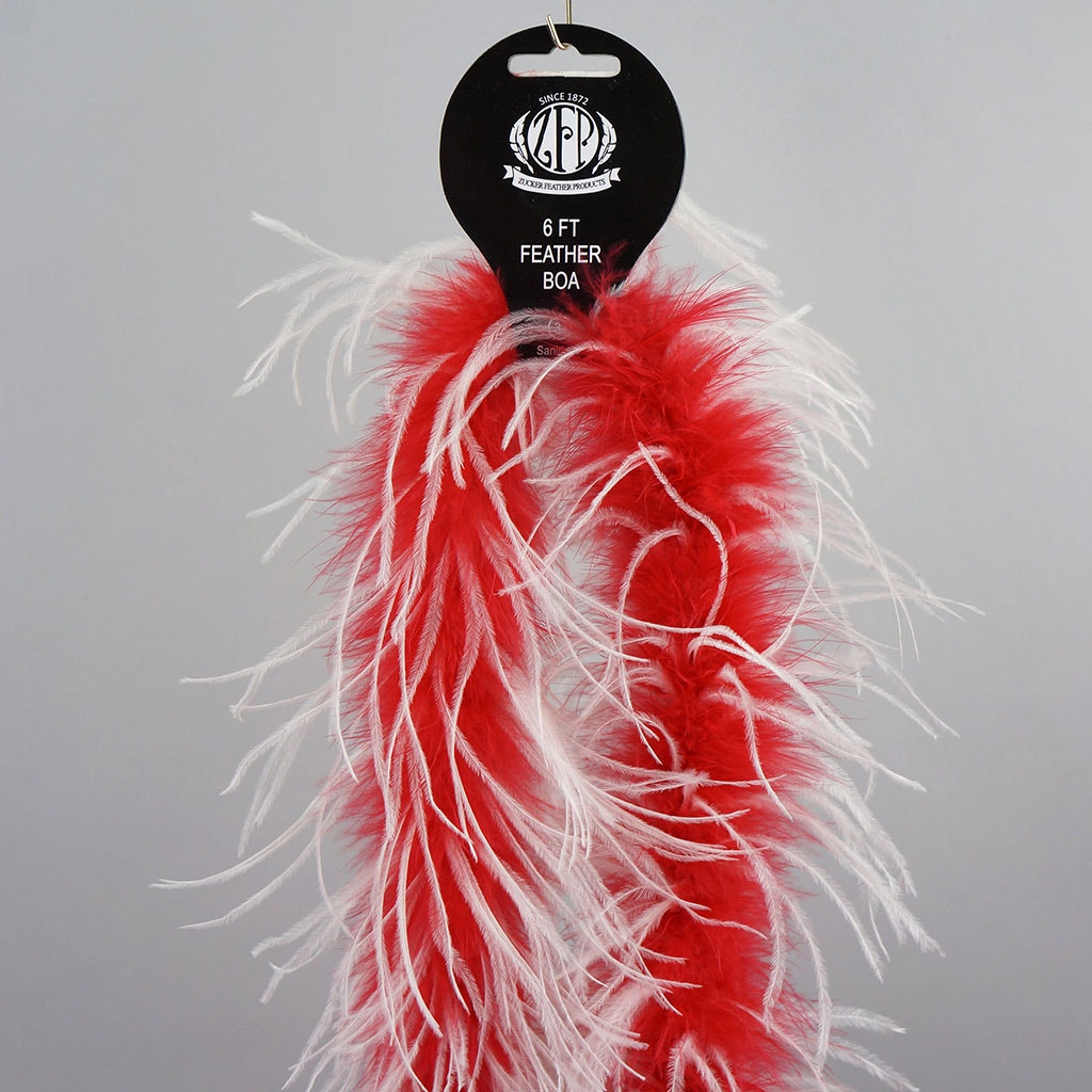 Marabou and Ostrich Feather Boa - Red/White - Marabou Boa