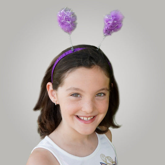 Marabou Antenna Headband w/Lurex Dk Lilac/Silver - Feathers