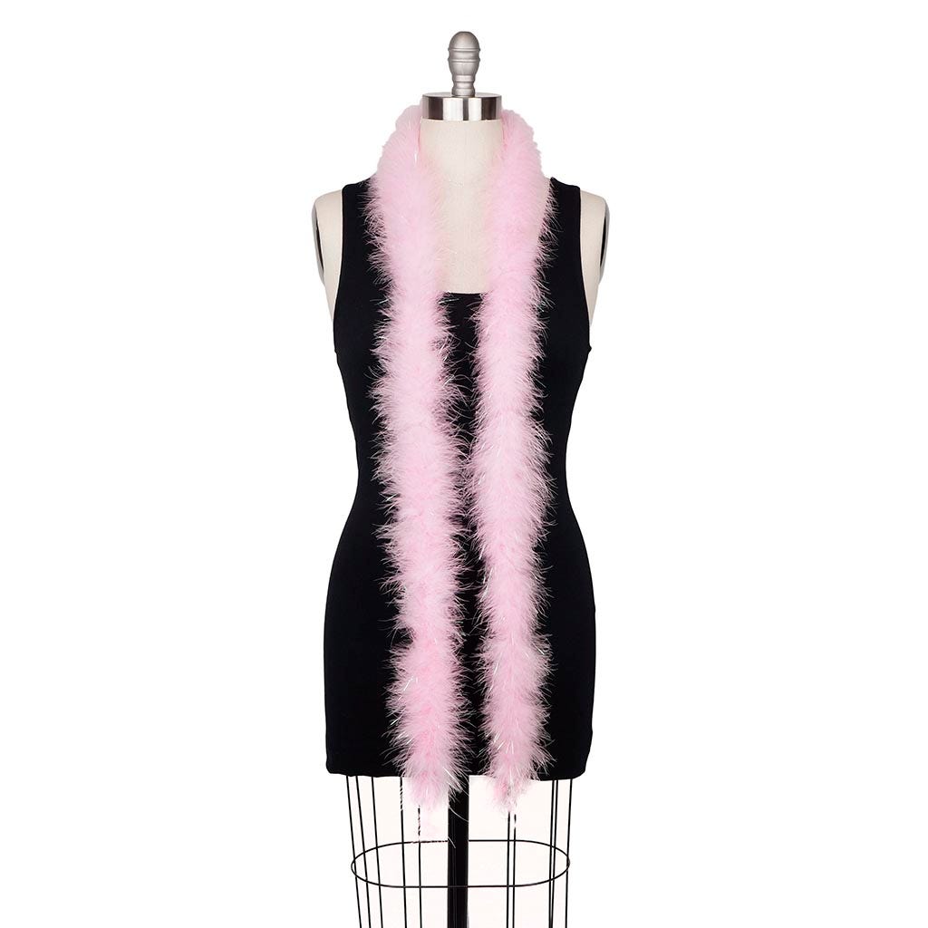 Marabou Boa with Lurex - Mediumweight - Candy Pink/Opal Lurex - Marabou Boa