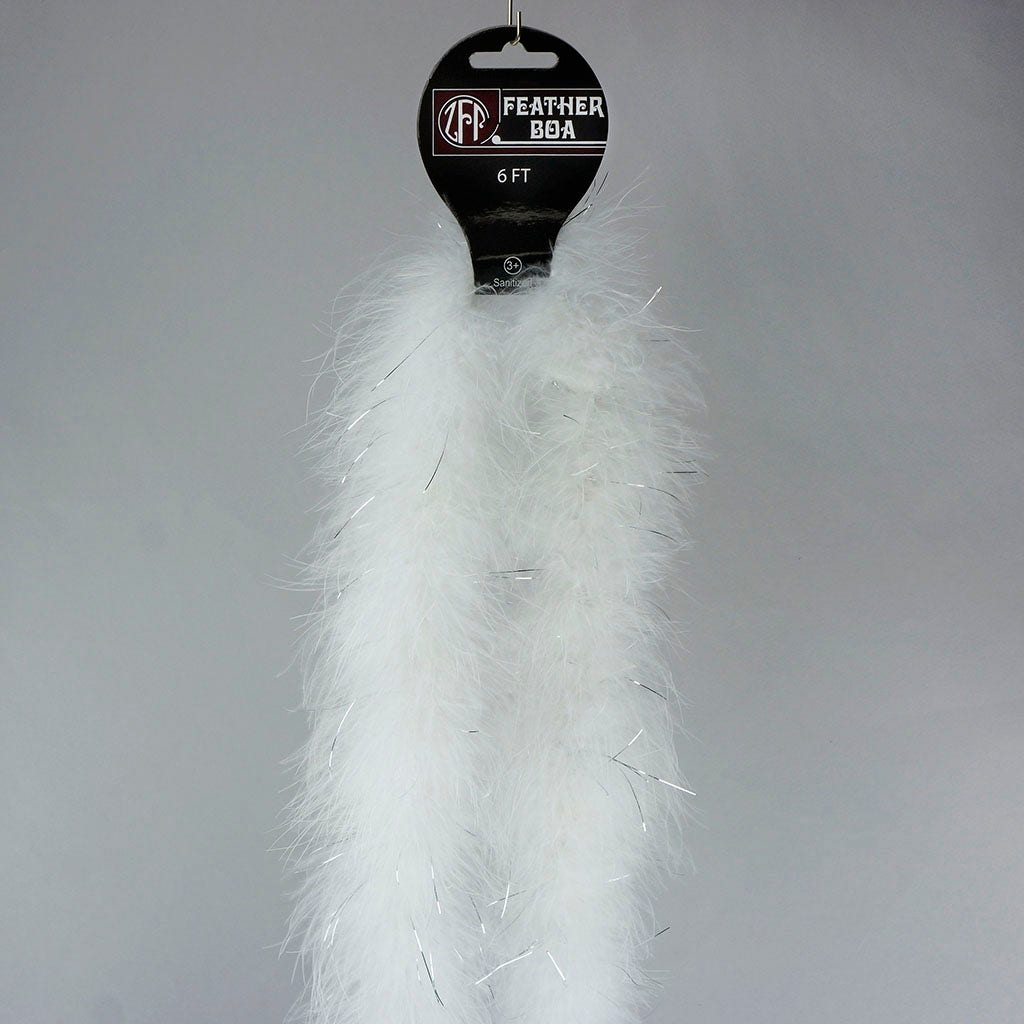 Marabou Boa with Lurex - Mediumweight - White/Silver Lurex - Marabou Boa