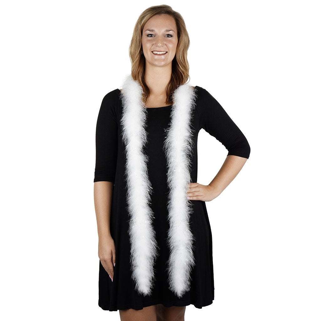 Marabou Boa with Lurex - Mediumweight - White/Silver Lurex - Marabou Boa