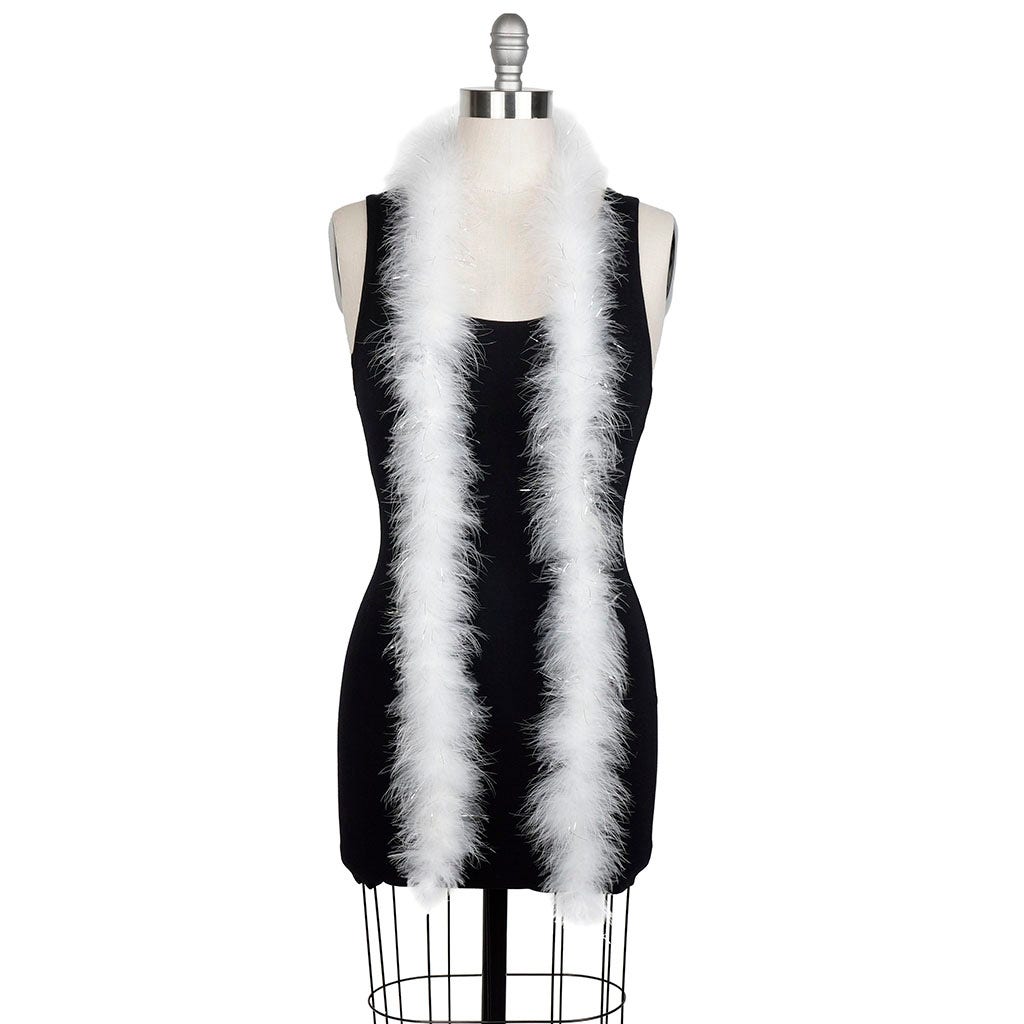 Marabou Boa with Lurex - Mediumweight - White/Silver Lurex - Marabou Boa