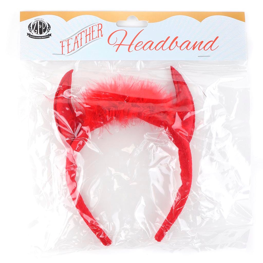 Marabou Devil Horns Headband - Feathers