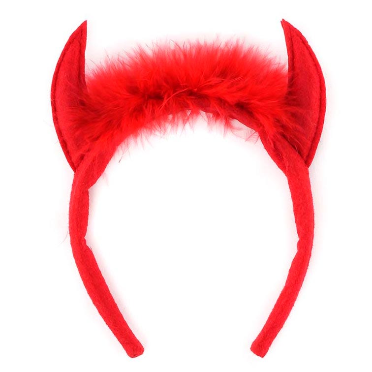 Marabou Devil Horns Headband - Feathers