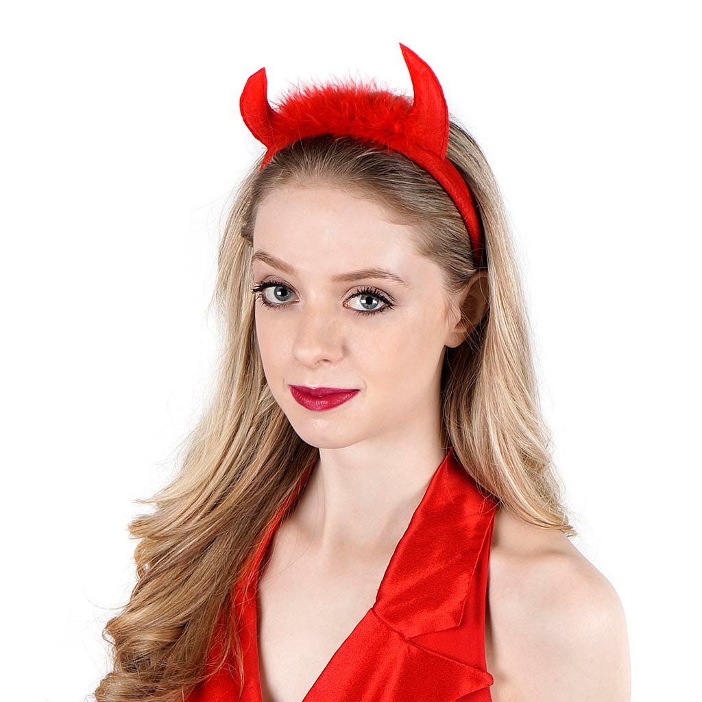 Marabou Devil Horns Headband - Feathers