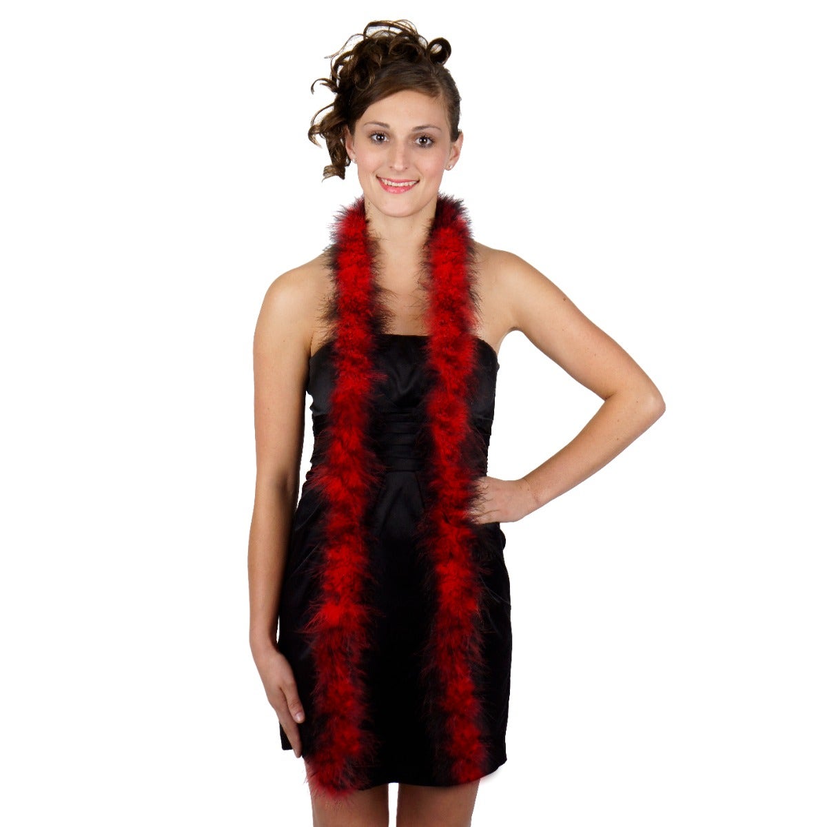 Marabou Feather Boa - Mediumweight - Tipped - Red/Black - Marabou Boa