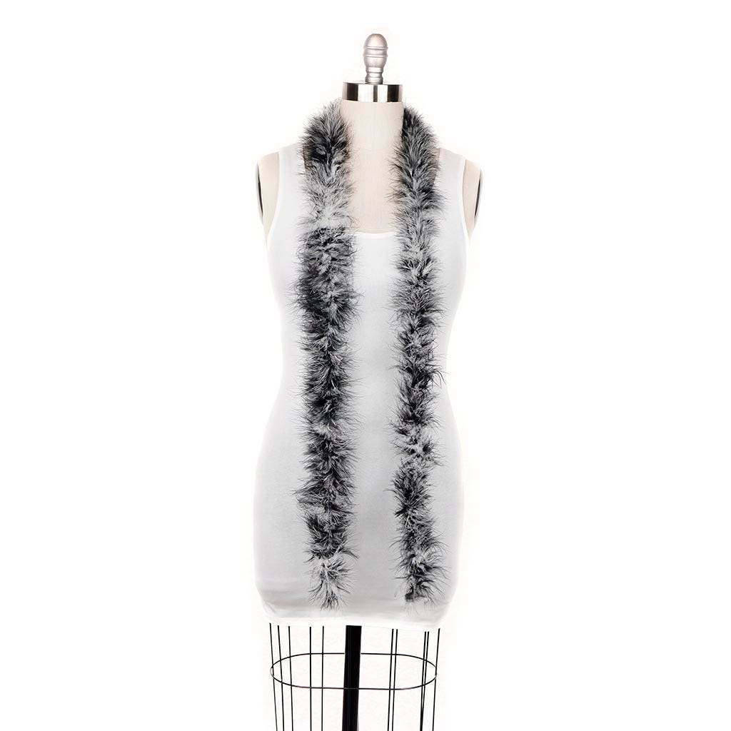 Marabou Feather Boa - Mediumweight - White/Black - Marabou Boa