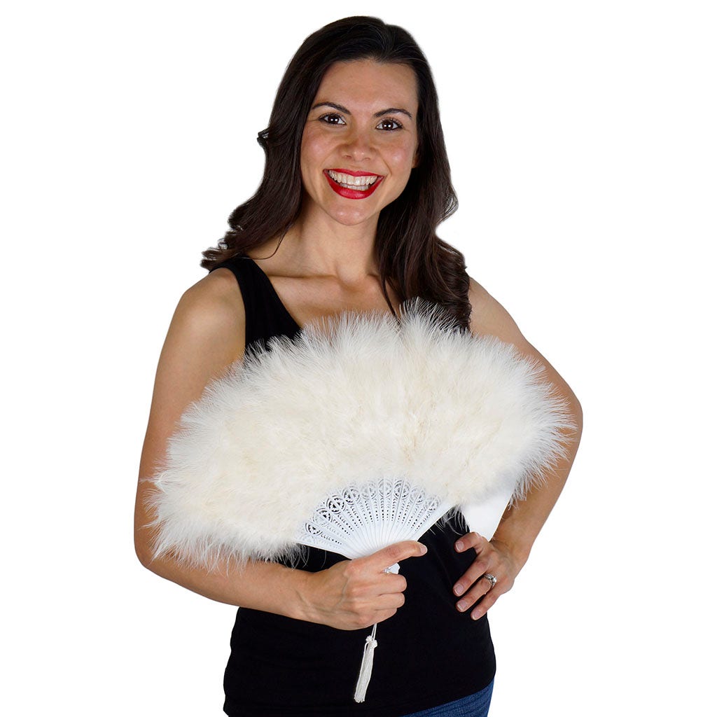 Marabou Feather Fan - Ivory - Feathers