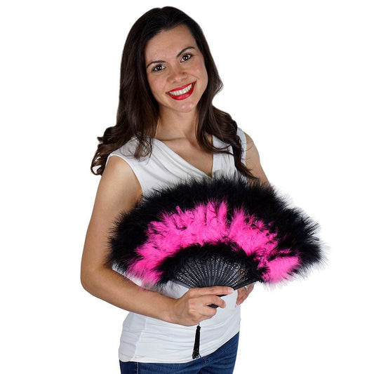 Marabou Feather Fan Multi Color - Pink Orient/Black - Feathers