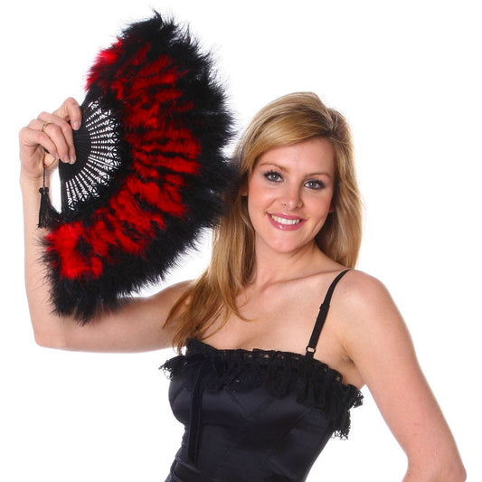 Marabou Feather Fan Multi Color - Red/Black - Feathers