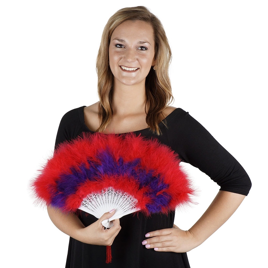 Marabou Feather Fan Multi Color Red/Regal/Red - Feathers