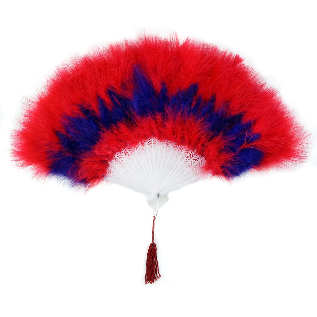 Marabou Feather Fan Multi Color Red/Regal/Red - Feathers