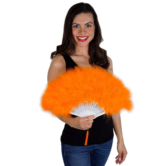 Marabou Feather Fan - Orange - Feathers