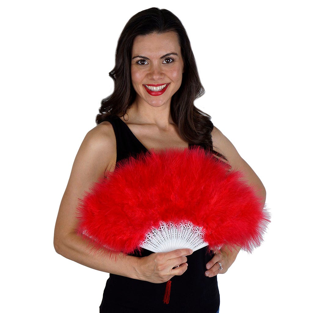 Marabou Feather Fan - Red - Feathers