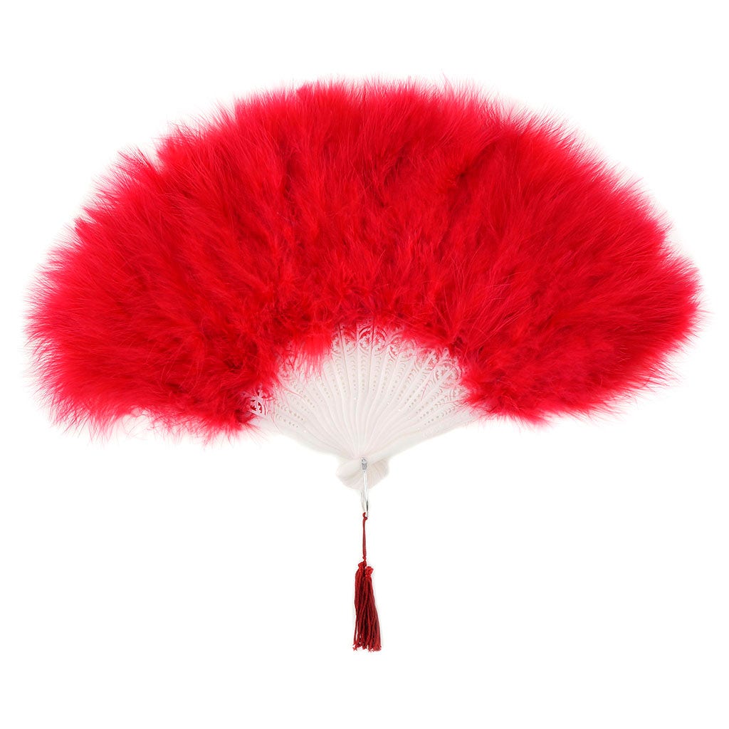 Marabou Feather Fan - Red - Feathers