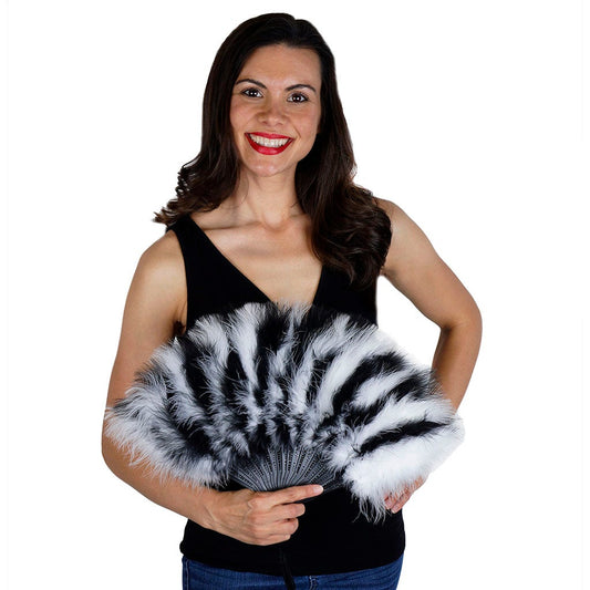 Marabou Feather Fan Sectional - White/Black - Feathers