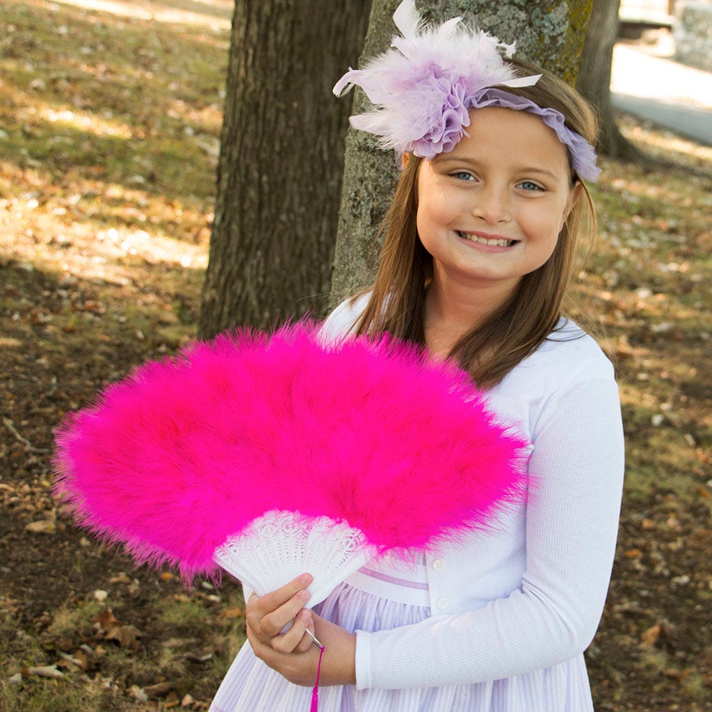 Marabou Feather Fan - Shocking Pink - Feathers