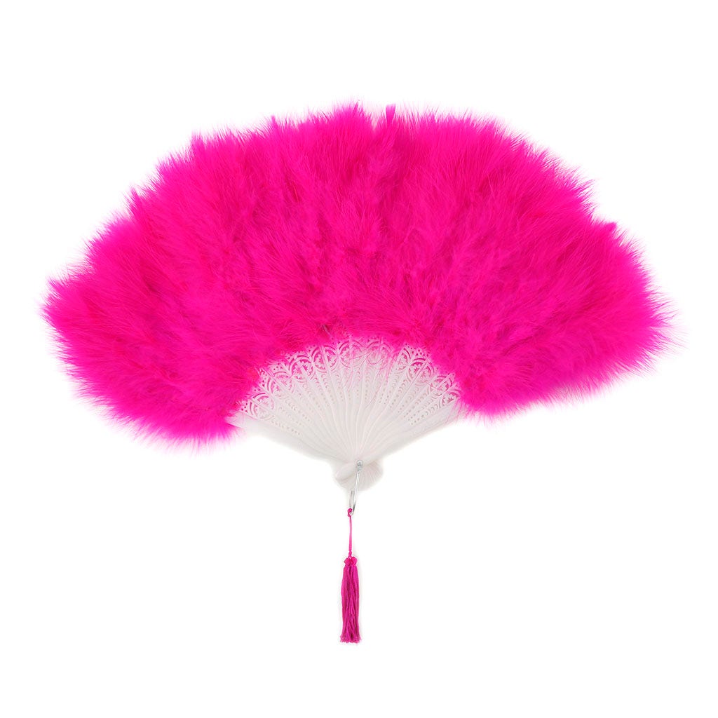 Marabou Feather Fan - Shocking Pink - Feathers