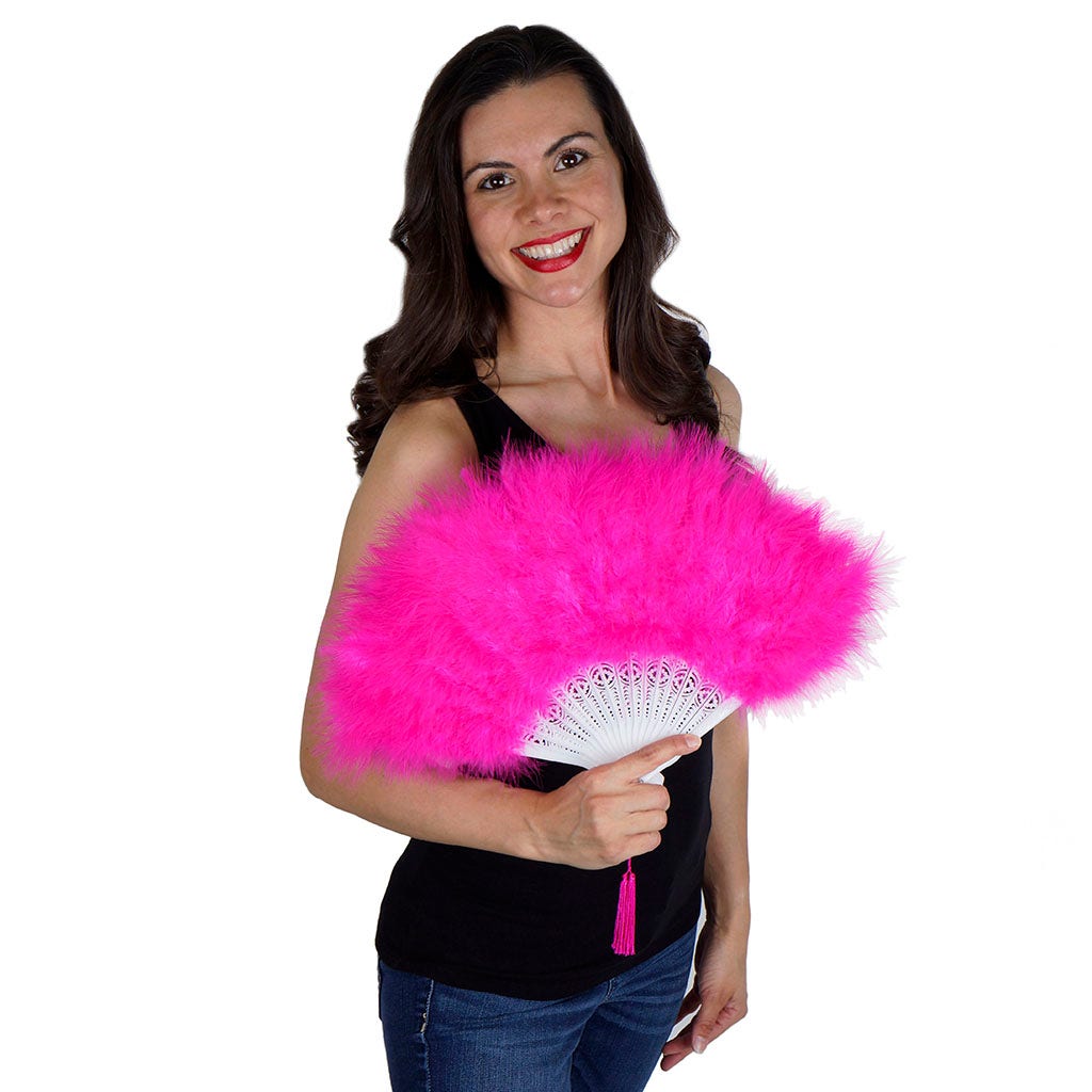 Marabou Feather Fan - Shocking Pink - Feathers