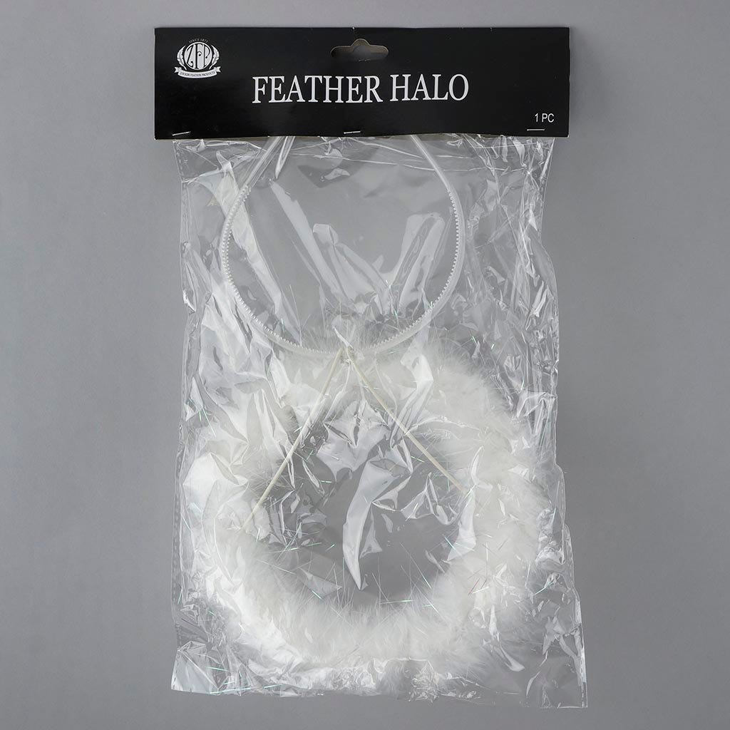 Marabou Feather Halo - White/Opal Lurex - Feathers