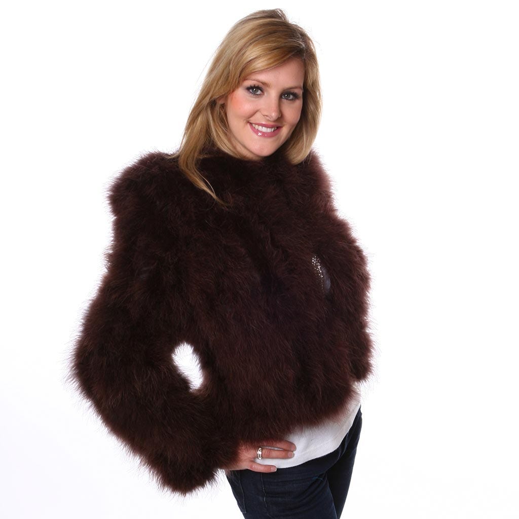 Marabou Feather Jacket - Brown - Feathers