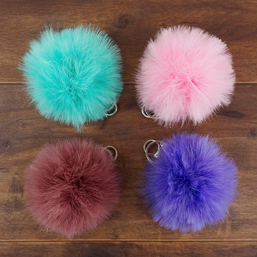 Marabou Feather Pom Pom Key Chain DL - Feathers