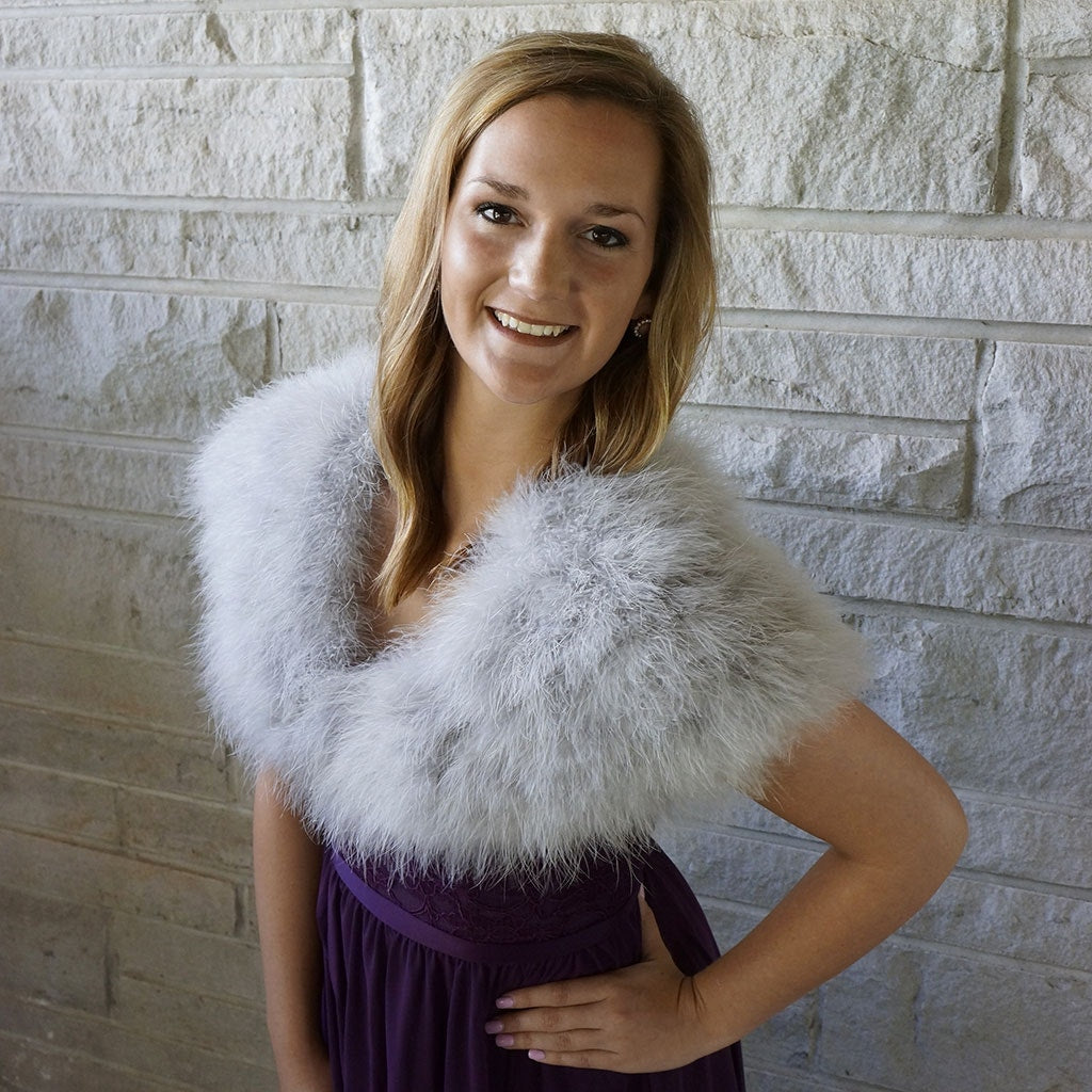 Marabou Feather Shawl w/Hook Grey - Feathers