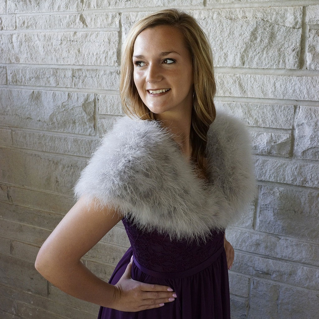 Marabou Feather Shawl w/Hook Grey - Feathers