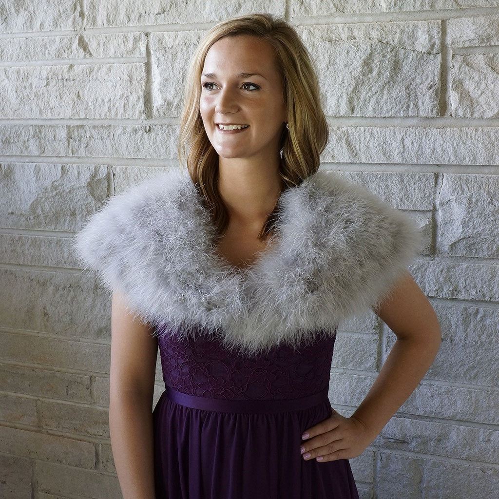 Marabou Feather Shawl w/Hook Grey - Feathers