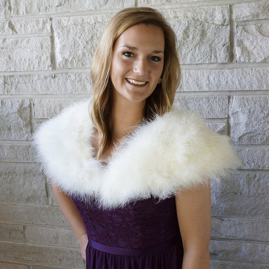 Marabou Feather Shawl w/Hook - Ivory - Feathers
