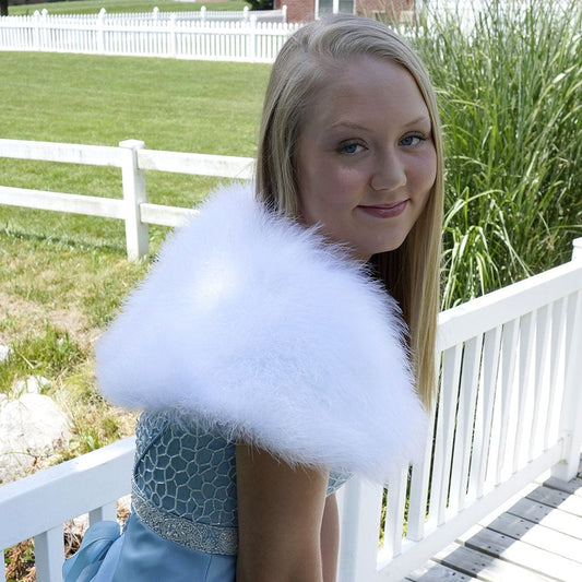 Marabou Feather Shawl w/Hook - White - Feathers