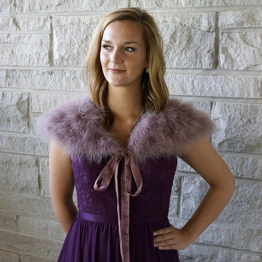 Marabou Feather Shawl w/Ribbon Ties Amethyst - Feathers