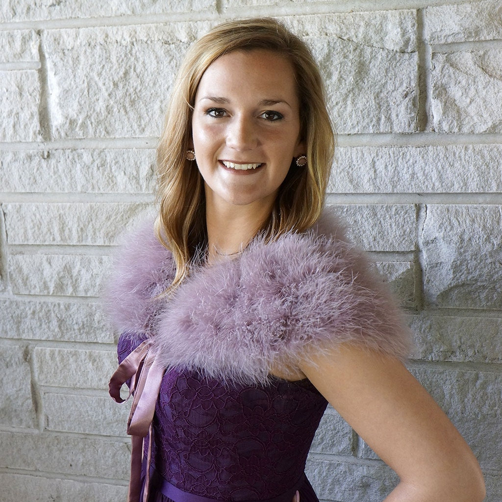 Marabou Feather Shawl w/Ribbon Ties Amethyst - Feathers