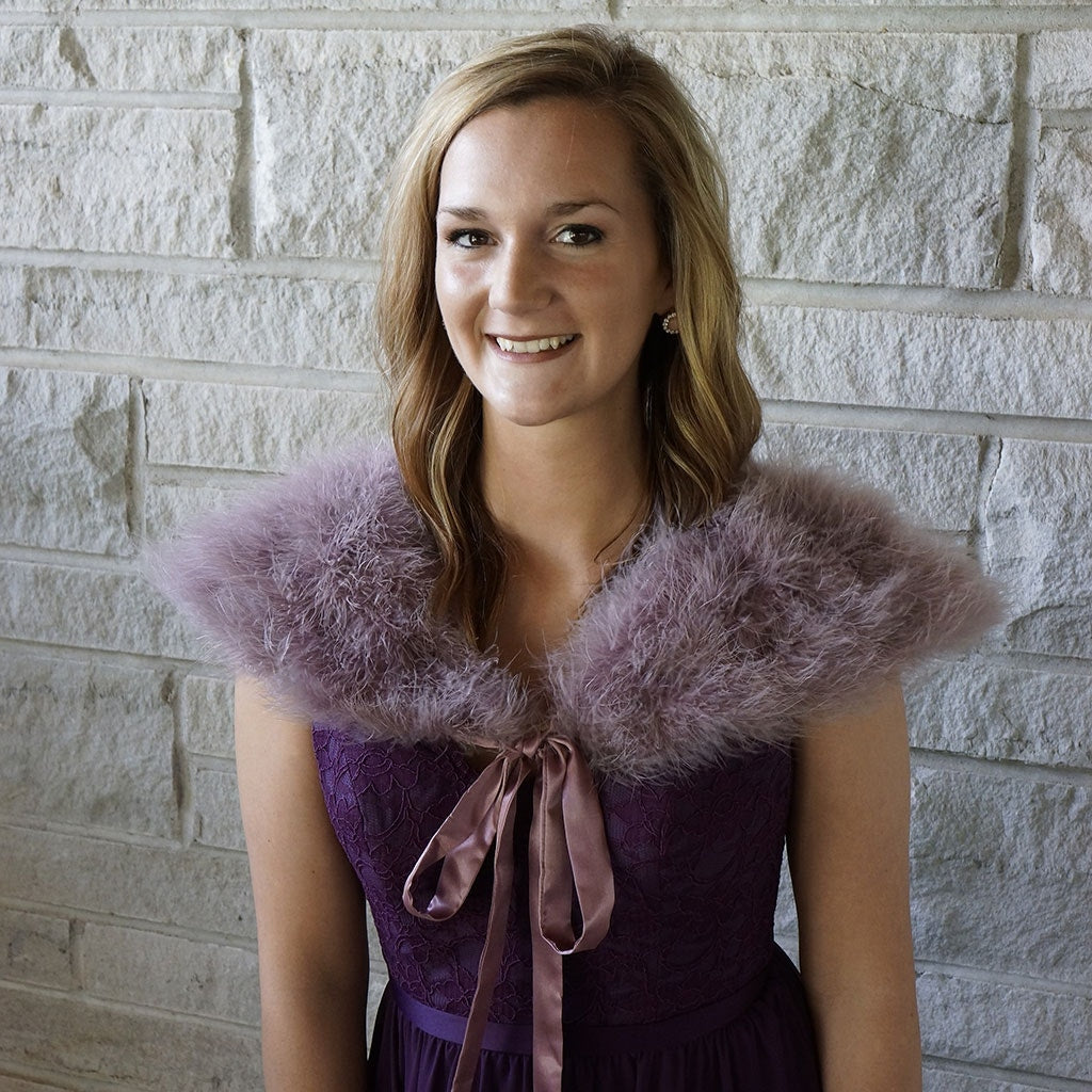 Marabou Feather Shawl w/Ribbon Ties Amethyst - Feathers