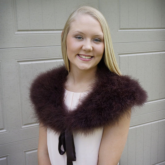 Marabou Feather Shawl w/Ribbon Ties Sable - Feathers