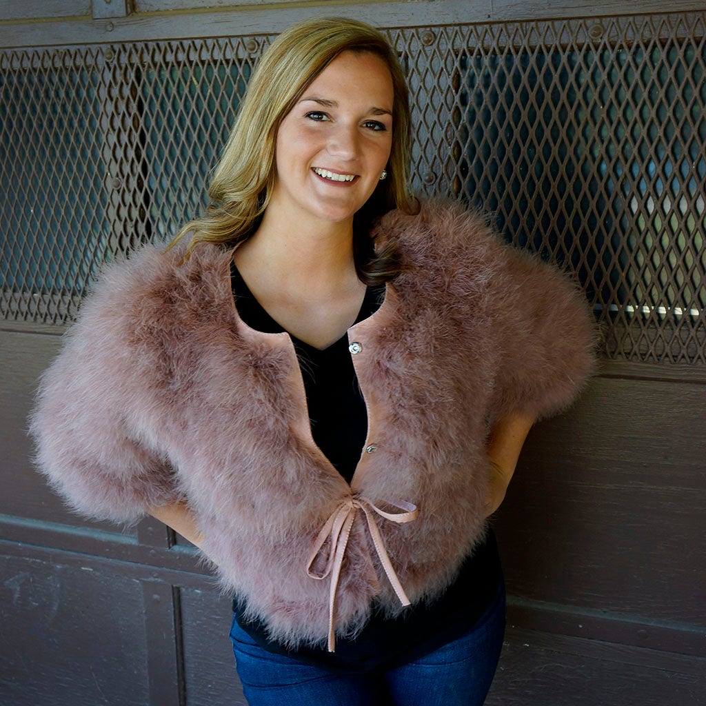 Marabou Jacket w/Cinch Belt Praline - Feathers