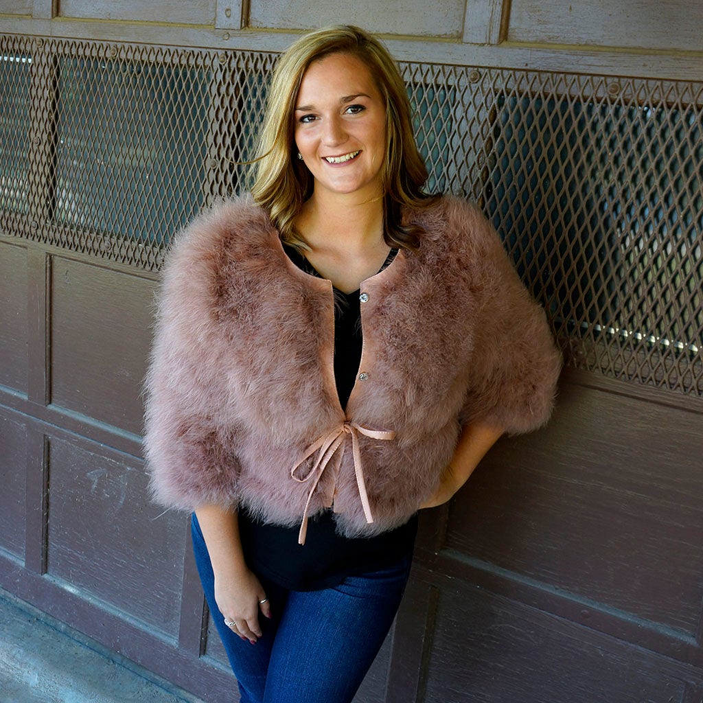 Marabou Jacket w/Cinch Belt Praline - Feathers