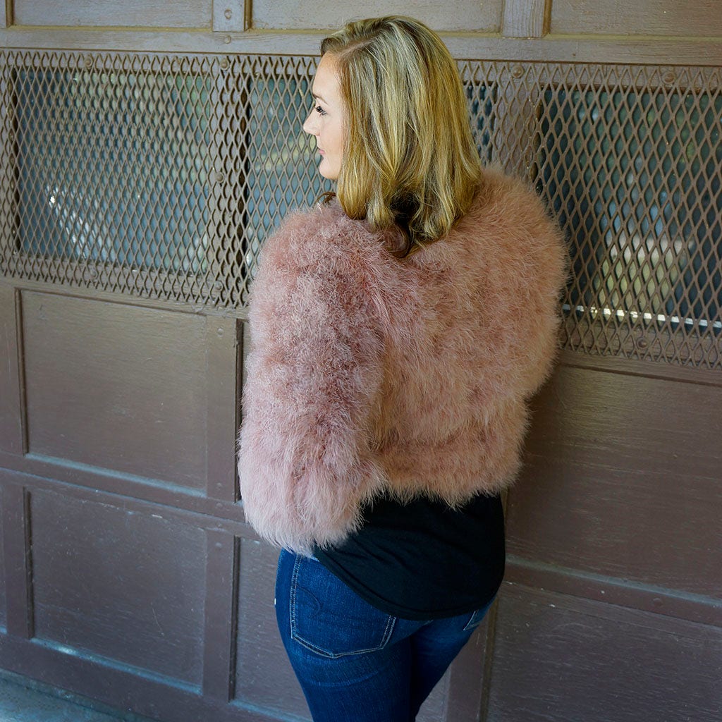 Marabou Jacket w/Cinch Belt Praline - Feathers