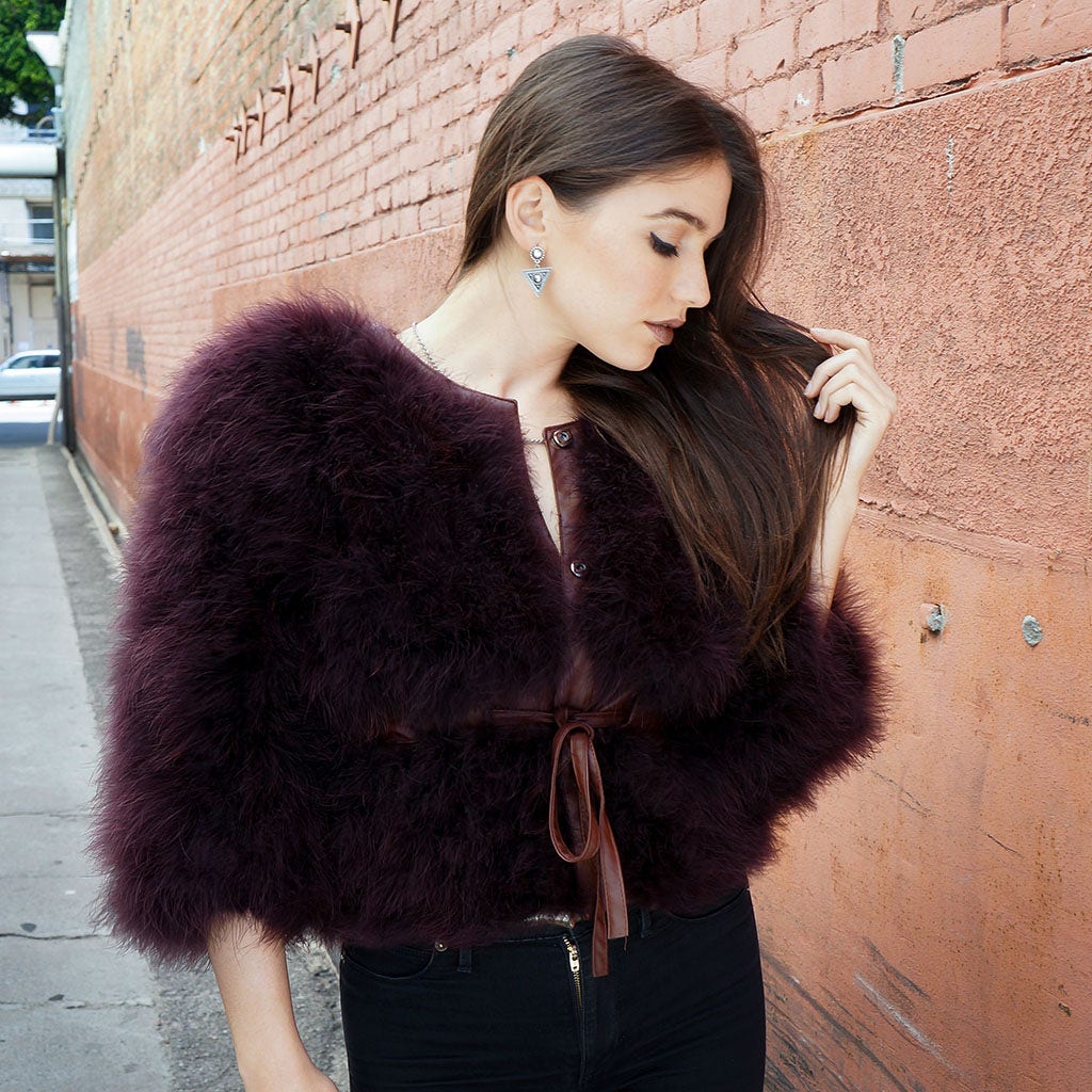 Marabou Jacket w/Cinch Belt Sassafras - Feathers