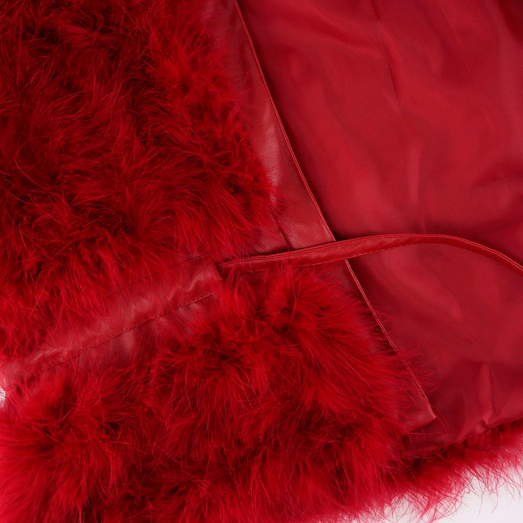 Marabou Jacket w/Cinch Belt Tango Red - Feathers