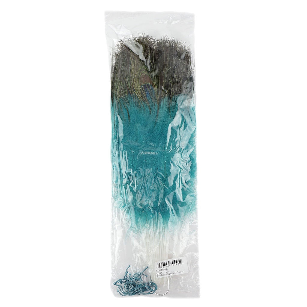 Marabou-Peacock Feather Fan - Dark Aqua - Feathers