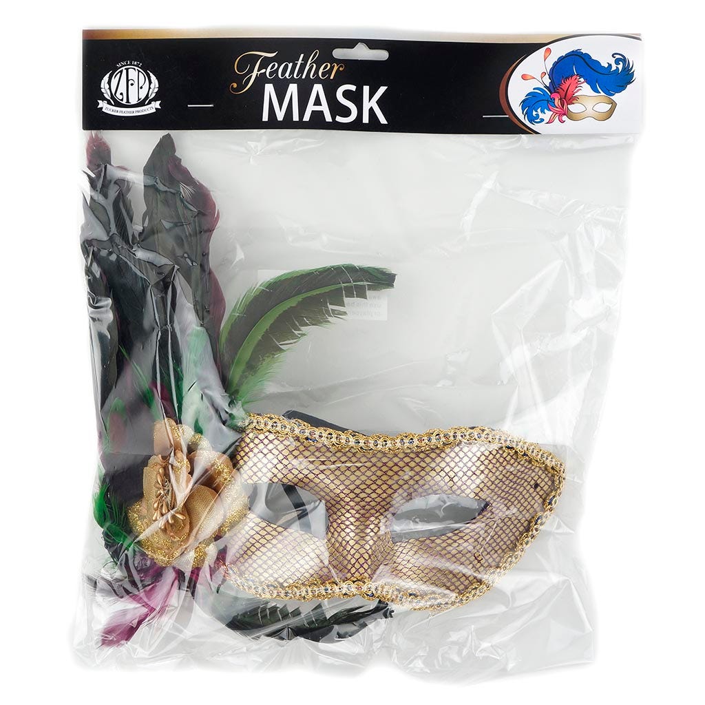 Mardi Gras Coque Feather Mask - Feathers