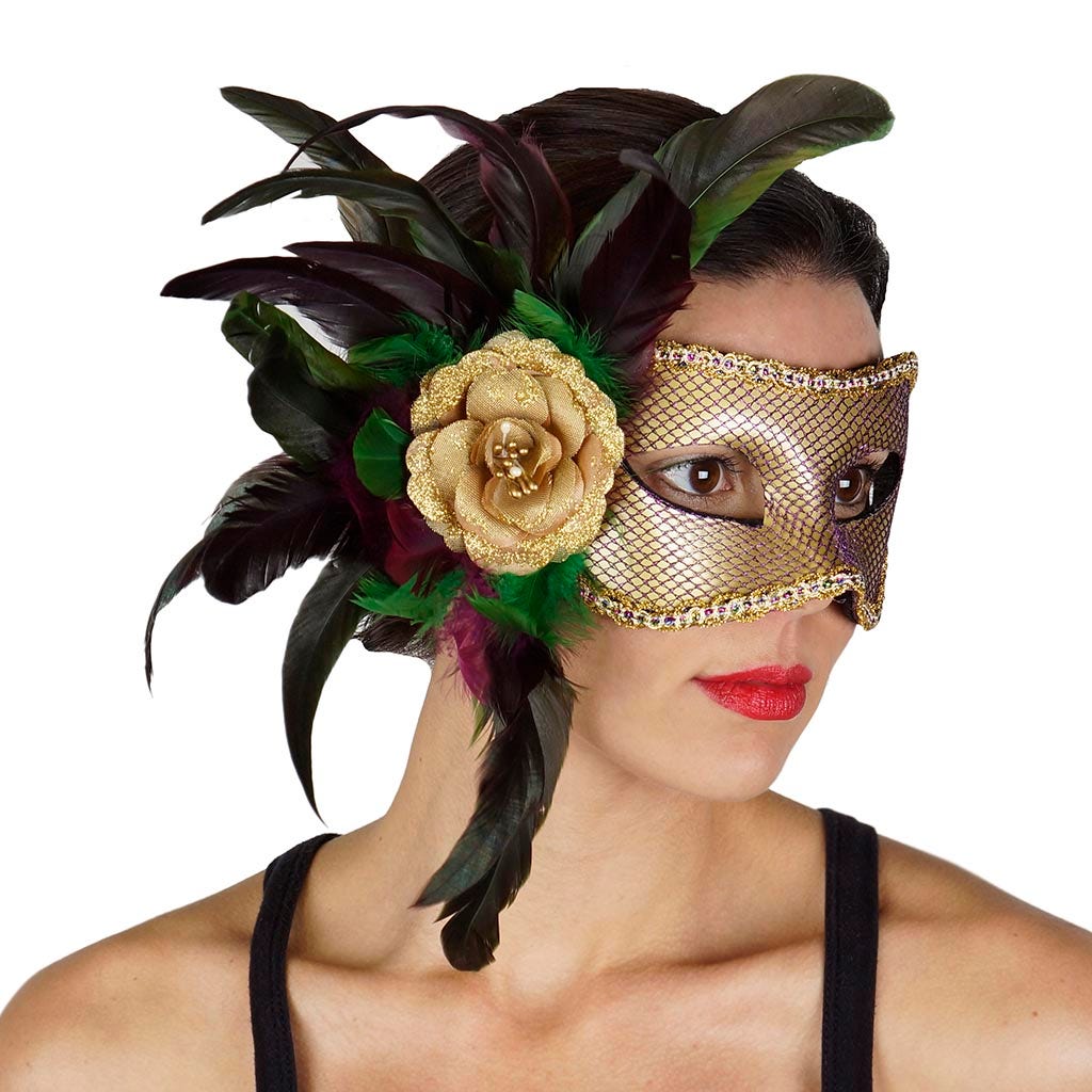 Mardi Gras Coque Feather Mask - Feathers